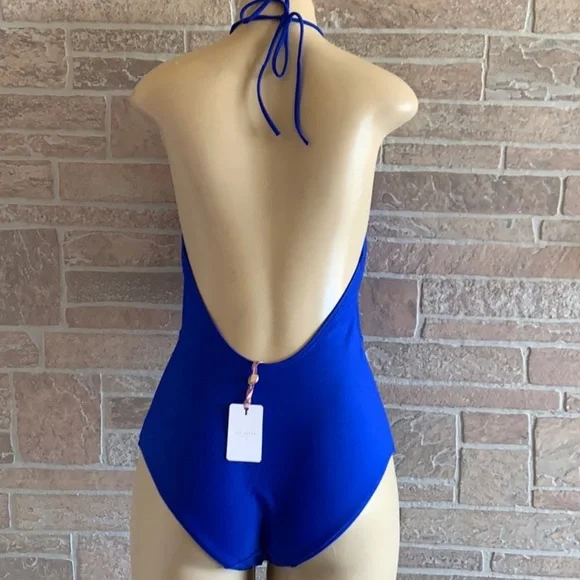 Ted Baker Pikaa Halter Swimsuit Bright Blue - Picture 3 of 4